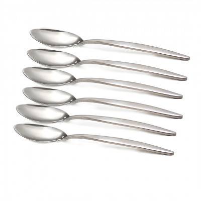 A set of 6-piece steel sweet spoons, small size