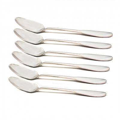 A set of 6-piece steel sweet spoons, small size
