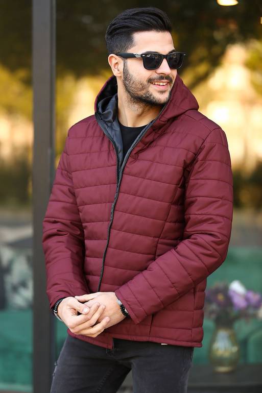 معطف عنابي هودي رجالي