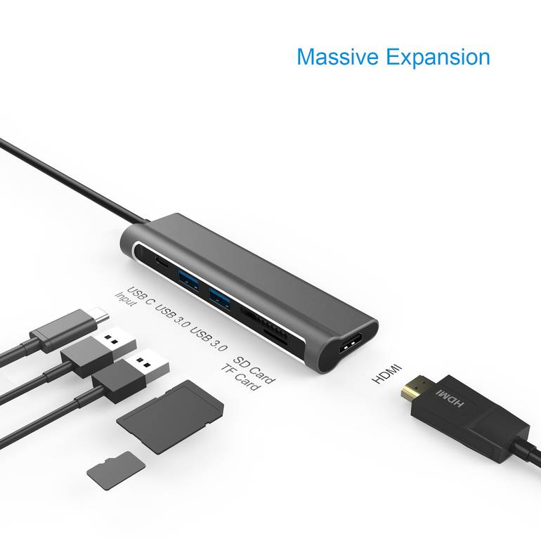 محول USB-C بـ 6 منافذ من JCPAL