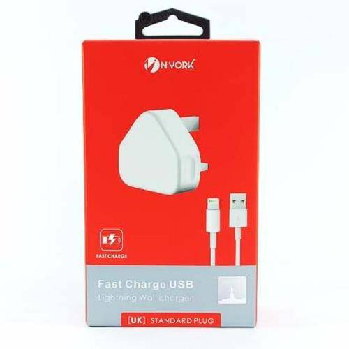 NYORK FAST CHARGE USB LIGHTNING WALL CHARGER No.1376E