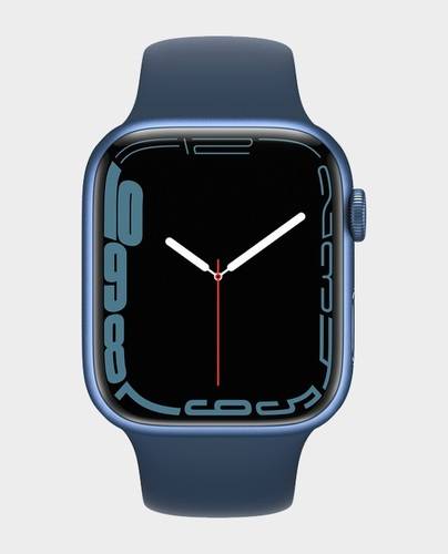 ساعة ابل Series 7 MKJT3 45mm GPS PLUS هيكل  أزرق من الألومنيوم مع حزام رياضي أزرق Abyss رقم.924E