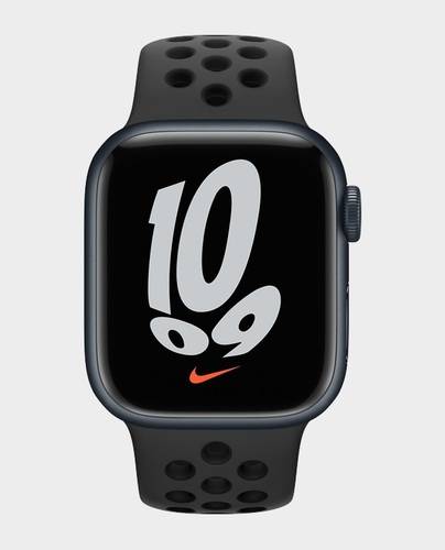 ساعة ابل Nike Series 7 MKJ43 41mm GPS PLUS جراب ألومنيوم ميدنايت  مع حزام رياضي Nike أسود رقم.925E