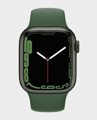 ساعة ابل Series 7 MKJR3 45mm GPS PLUS جراب ألومنيوم أخضر  مع حزام Clover Sport رقم.920E