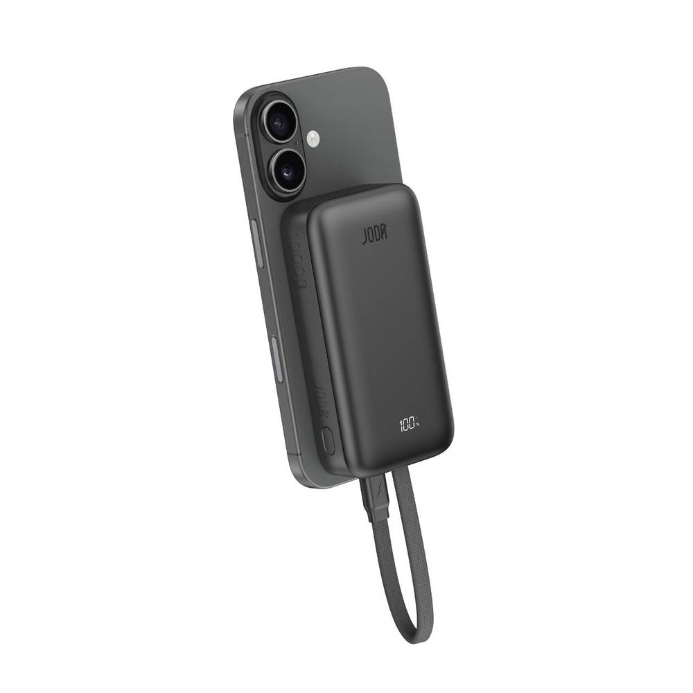جودا - بطارية MagTack 10 بسعة 10000mAh وقوة 35W مع كيبل مدمج USB-C - اسود