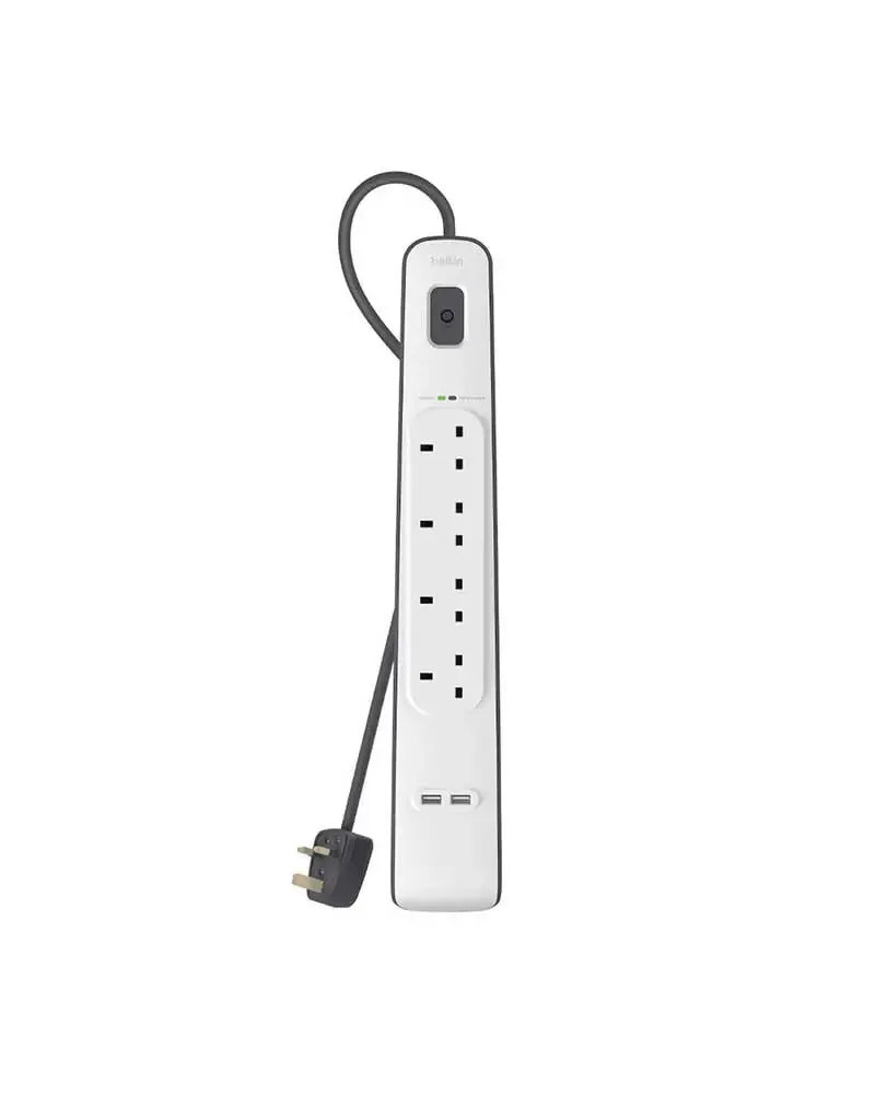 توصيلة بيلكن 4 منافذ طاقه بمنفذين USB