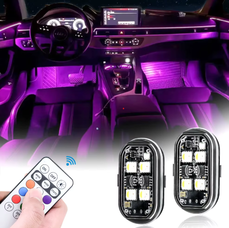 2/4 قطعة أضواء LED ستروب اللاسلكية ديكور السيارة 