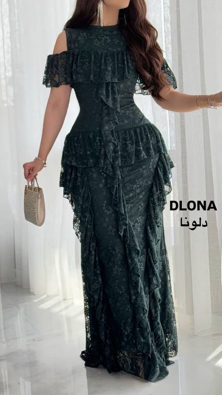 فستان دانتيل اخضر