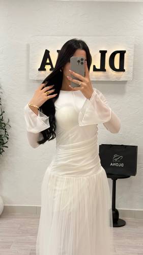 فستان شيفون مع  تل  انيق - Xxxl