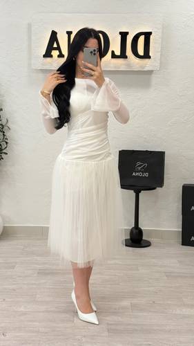 فستان شيفون مع  تل  انيق - Xxxl