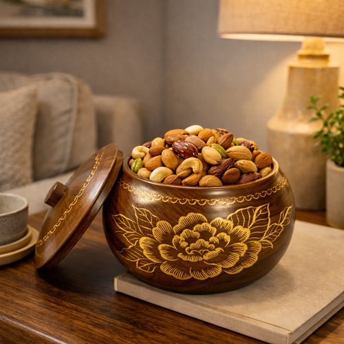 حافظة مكسرات بغطاء 