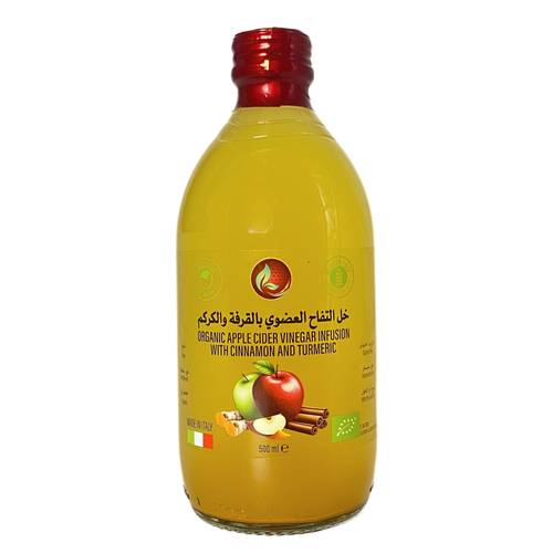 خل التفاح العضوي بالقرفة والكركم 500 مل 12x حبة