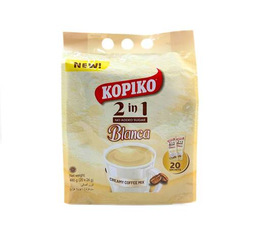 Kopiko Blanca Coffee no added sugar 2 in 1 24g x 12 Bags x 20 Sachets