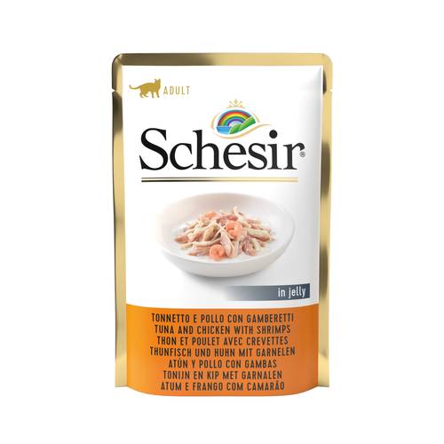 مغلف schesir تونا ودجاج و جمبري 85 غرام 