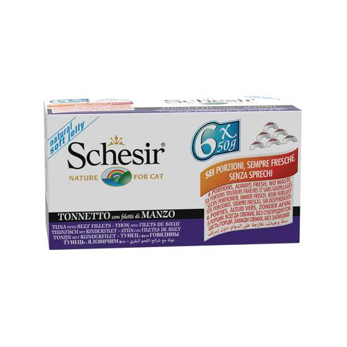 معلبات schesir للقطط تونة مع اللحم البقري 6X50g