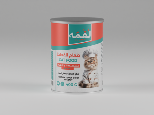 لقمه قطع الدجاج والبط في المرق للقطط البالغة 400 غ