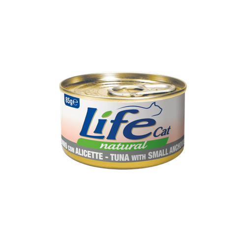 معلب life cat تونا مع سمك انشوجة صغير 85غ