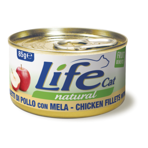 معلب life cat الدجاج مع التفاح 85غ