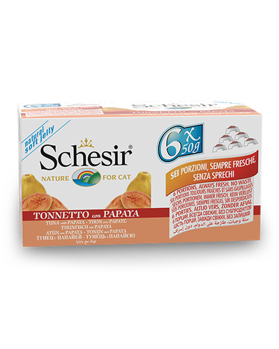 معلبات schesir للقطط تونة مع البابايا 6X50g