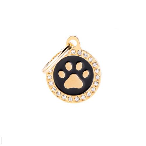 قلادة Paw Black Circle Strass من my family
