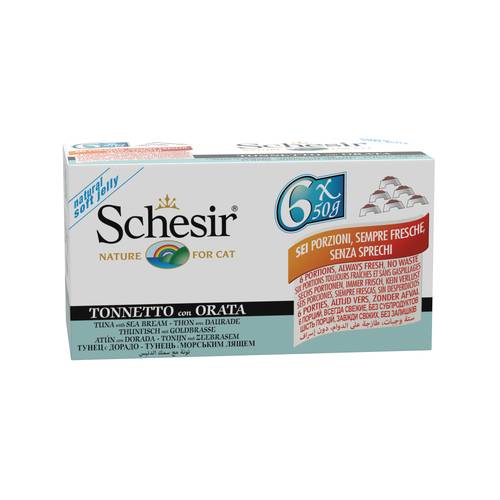 معلبات schesir للقطط تونة مع سمك الدنيس 6X50g