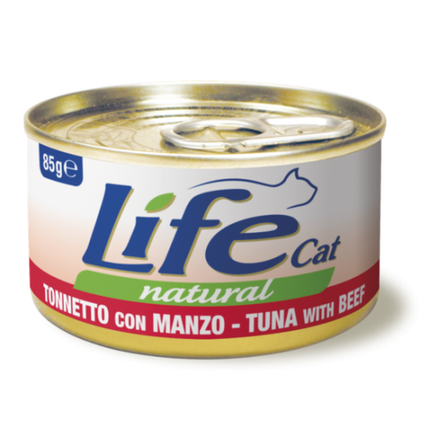 معلبات life cat تونا ولحم بقري 85غ
