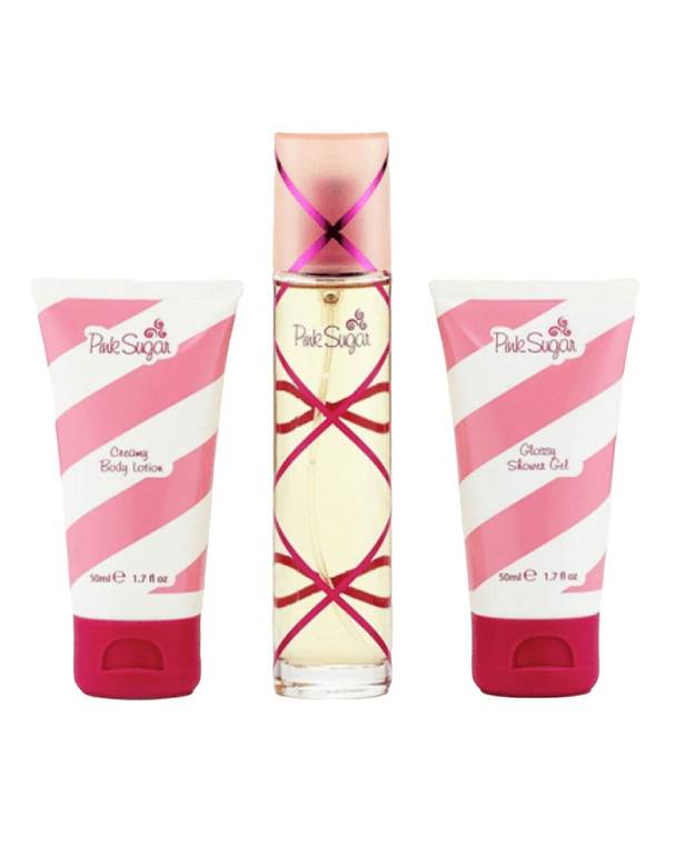 Pink Sugar Candy Magic Gift Set  EDT 100 ML  Glossy Shower Gel 50 ML Body Lotion 50 ML