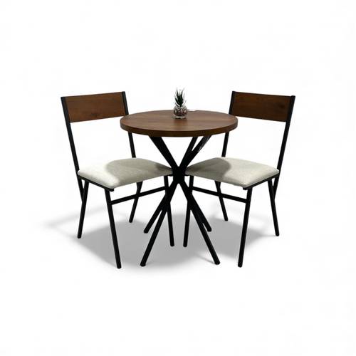 Modern 2-Seater Dining Set with Metal Base (Multi-Color Options)