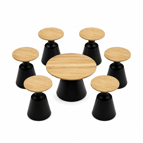 طقم طاولات شاي 7 قطع خشب MDF أسود 80×80×45 سم