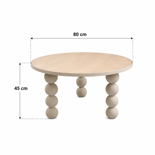 طاولة شاي دائرية معدن بني 80×80×45 سم تصميم عملي