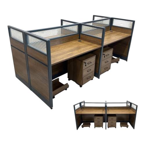 FK-Quadruple Office Workstation with Glass Divider