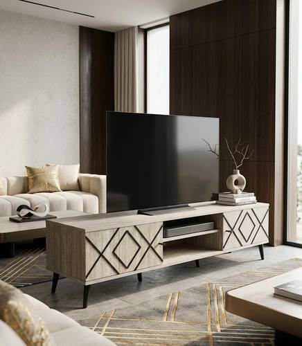 طاولة تلفاز مودرن بتصميم هندسي أنيق-بعدة ألوان 
