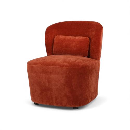 Luxurious Velvet Round Club Chair with Back Cushion (Terracotta)