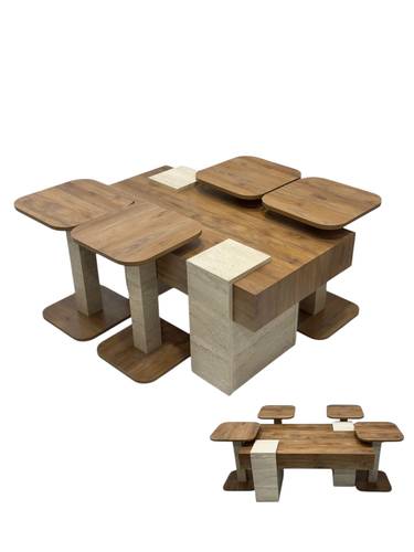 FK-Multi-Piece Luxury Travertine Marble Coffee Tabl