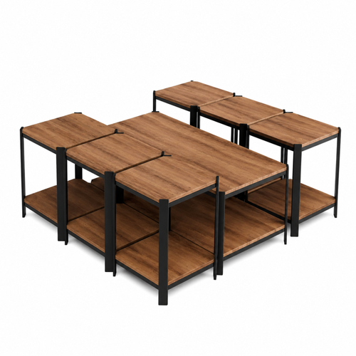 طقم طاولات شاي 7 قطع خشب MDF أسود 60×120×45 سم تصميم أنيق
