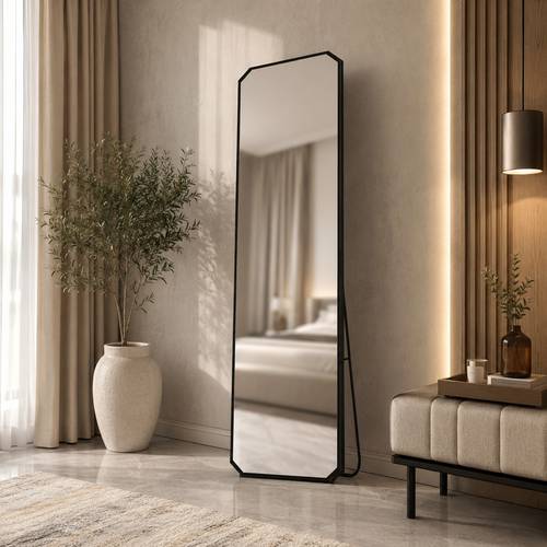 مرآة ألمنيوم أرضية تصميم عصري بإطار فاخر-بعدة ألوان 