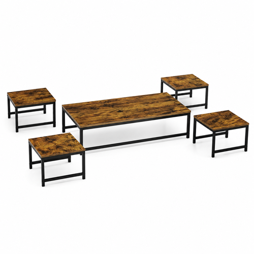 طقم طاولات شاي 5 قطع منخفض خشب MDF بني 60×110×26 سم تصميم راقي