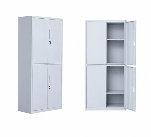خزانة تخزين 4 أبواب معدن رمادي فاتح 85×40 سم