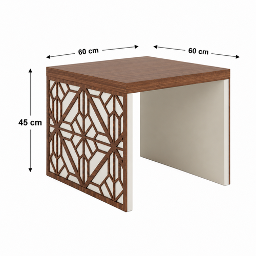 طاولة شاي دائرية معدن بني 60×60×45 سم تصميم راقي