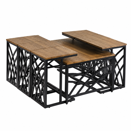 طقم طاولات شاي 7 قطع خشب MDF أسود 70×130×45 سم تصميم عصري