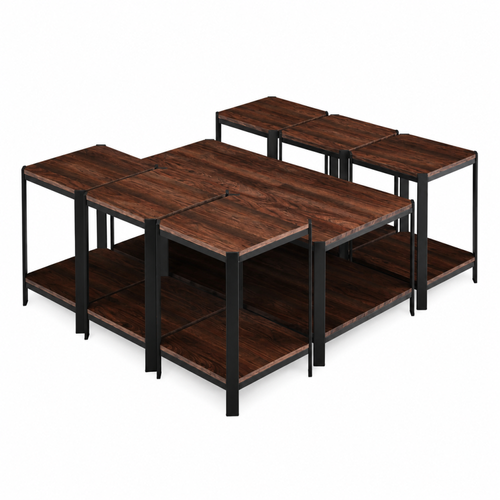 طقم طاولات شاي 7 قطع خشب MDF أسود 60×120×45 سم تصميم راقي