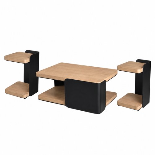 طقم طاولات شاي 3 قطع خشب MDF بني 70×120×47 سم
