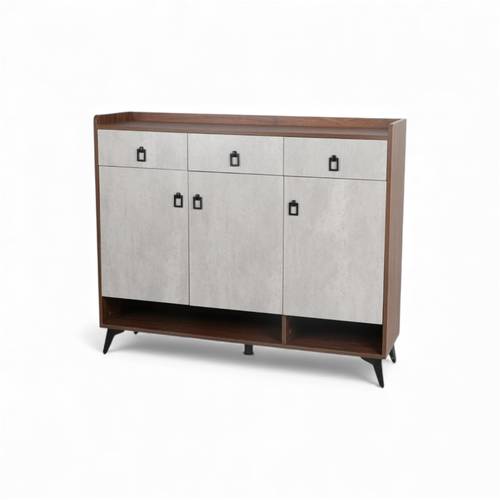 Two-Tone Wooden Shoe and Storage Cabinet with Black Legs