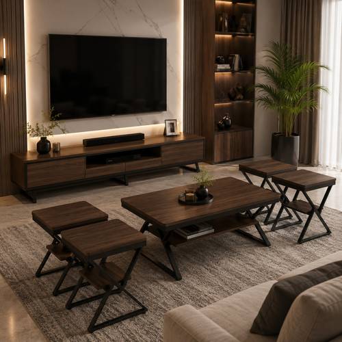 طقم طاولات شاي مودرن بتصميم هندسي فاخر-بعدة ألوان 