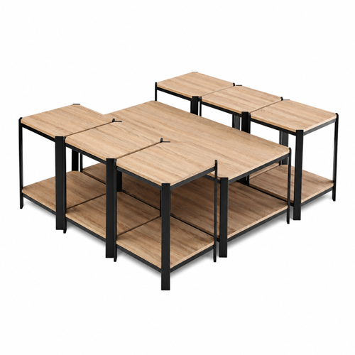 طقم طاولات شاي 7 قطع خشب MDF أسود 60×120×45 سم تصميم مودرن
