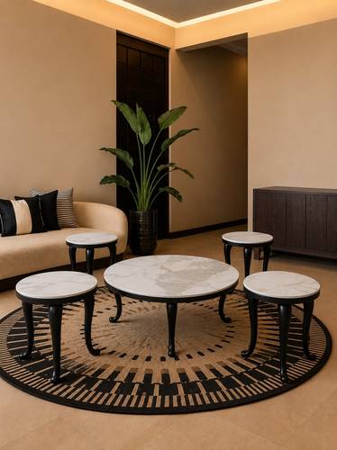 طقم طاولات شاي سيراميك أسود فاخر تصميم كلاسيكي أنيق