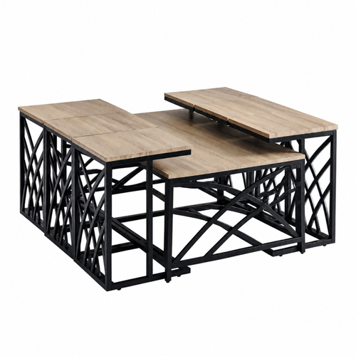 طقم طاولات شاي 7 قطع خشب MDF أسود 70×130×45 سم تصميم هادئ