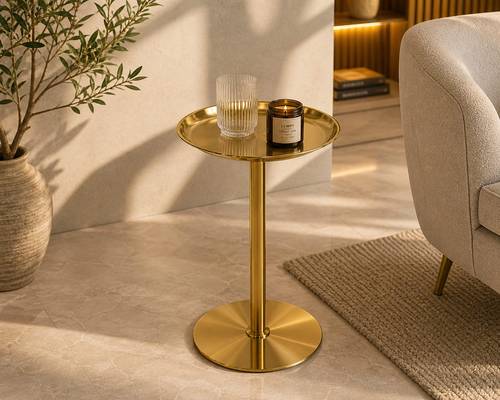 طاولة خدمة جانبية معدنية فاخرة تصميم عصري دائري-بعدة ألوان 