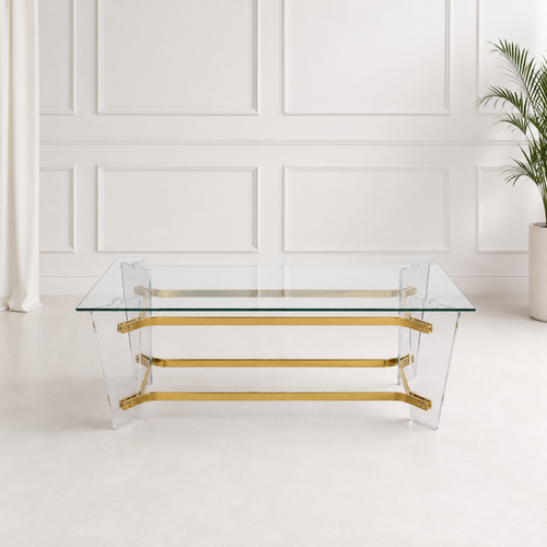 طاولة شاي مستطيلة زجاج شفاف 60×120×45 سم تصميم مودرن