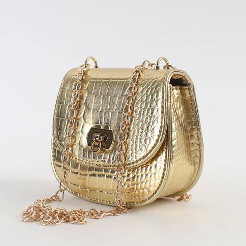 شنطة كتف بناتي بالوان جذابة مع سلسال من المعدن للكتف - بنكي